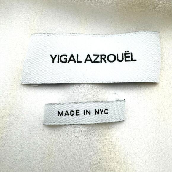YIGAL‎ AZROUEL Women's Size 2 Silk Runway Midi Dress White Yellow Black Bow NYC - Picture 8 of 13